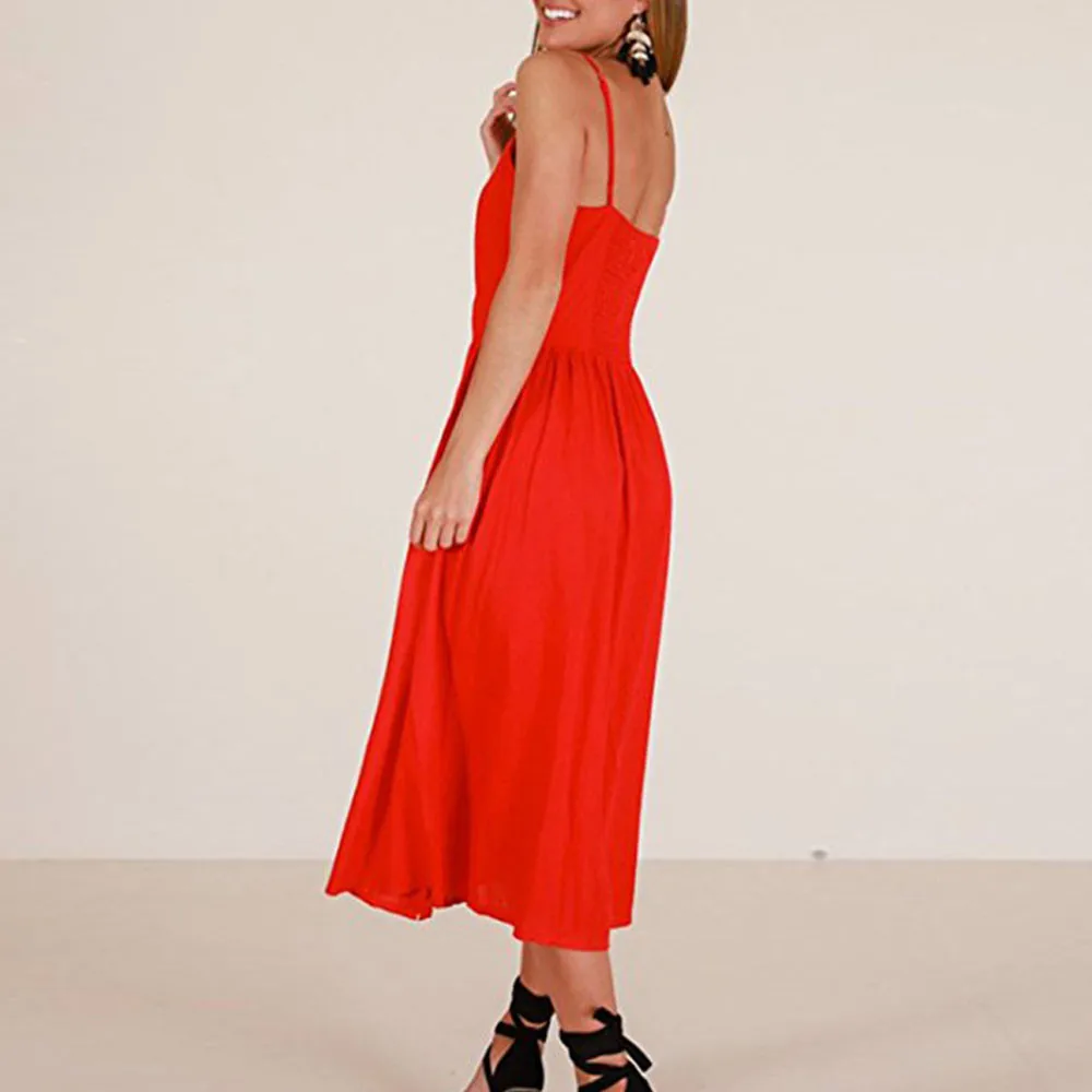 Женское платье на пуговицах с открытыми плечами без рукавов сексуальное