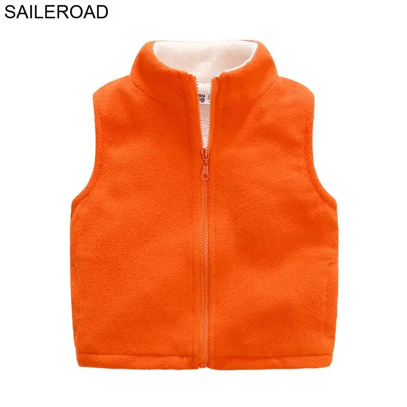 SAILEROAD/зимний детский жилет; флисовая водолазка; одежда для детей; теплый жилет без рукавов для мальчиков; жилет для подростков - Цвет: winter orange