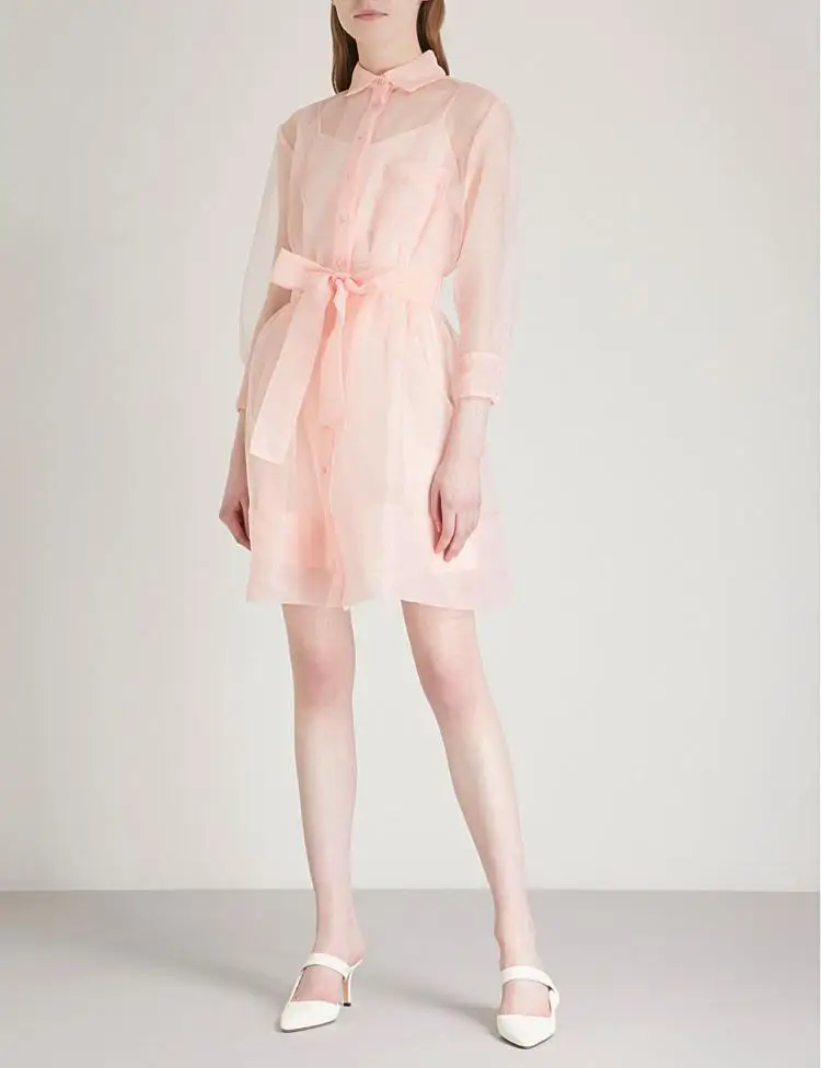 INS/популярное платье из органзы двух частей женское с отложным воротником блузка