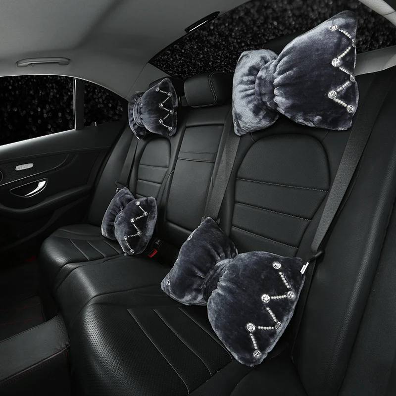 Luxury Pearl Diamond Car Headrest Pillow Rhinestone Neck Seat Back Support Plush Cushion Lady Girl Auto Accessories | Автомобили и