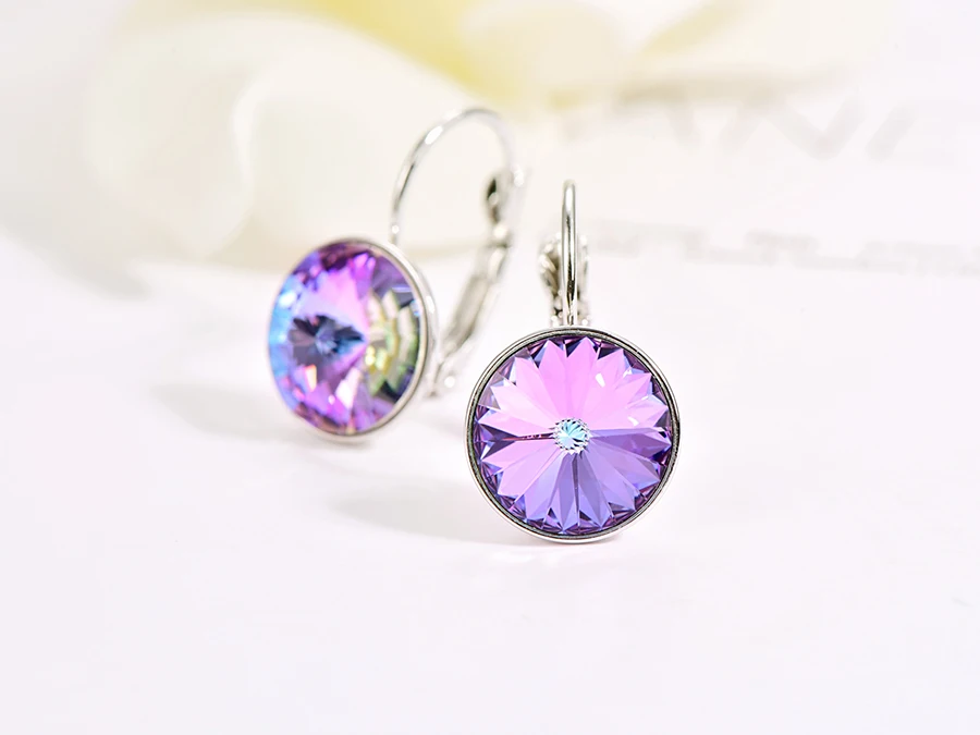 Серьги-гвоздики с кристаллами Swarovski, новые модные круглые женские серьги Bella, вечерние свадебные серьги, ювелирные изделия, подарок для мамы и женщины