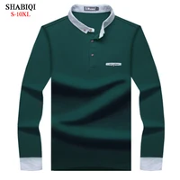 shabiqi new brand men shirt men polo shirt men stand collar long sleeve keep warm polos shirt plus size 6xl 7xl 8xl 9xl 10xl