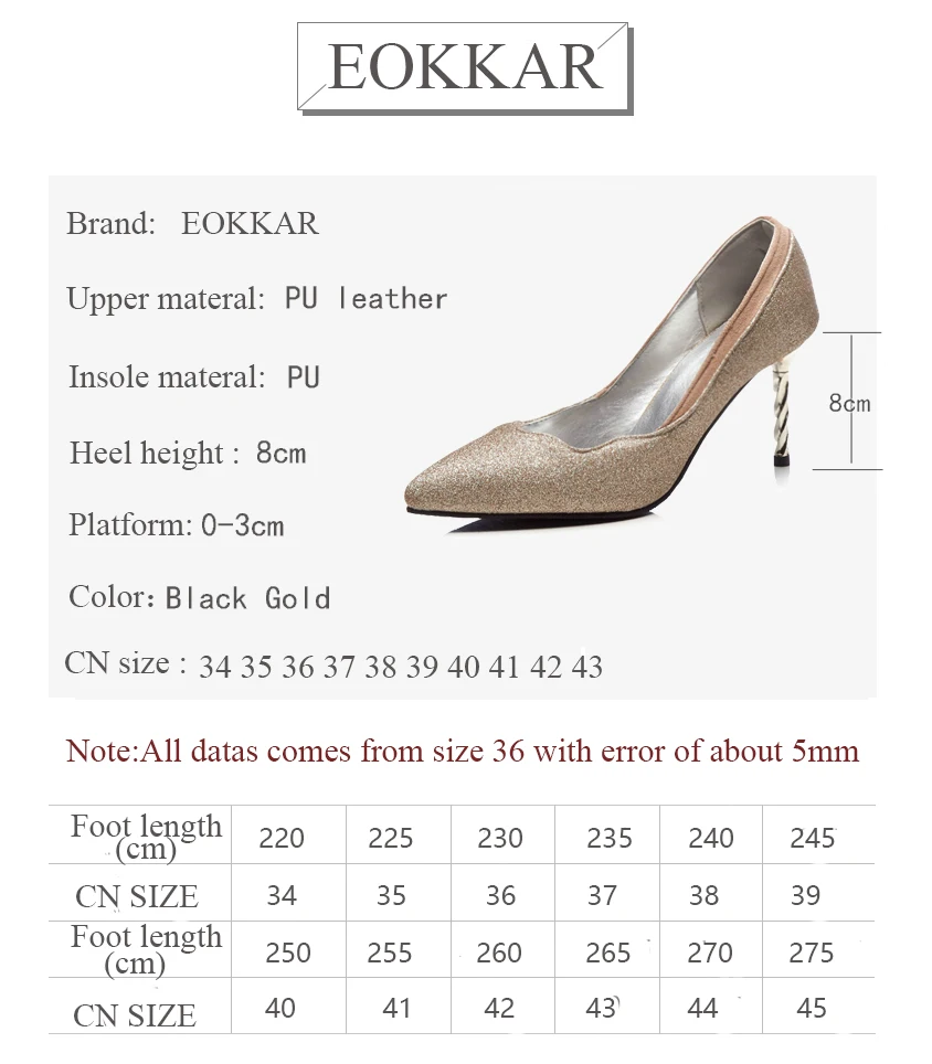 

Eokkar 2019 Wome Pumps Fashion Super Thin High Heel Sexy Women Shoes Platform Pointed Toe Pu Leather Ladies Pumps Big Size 34-43