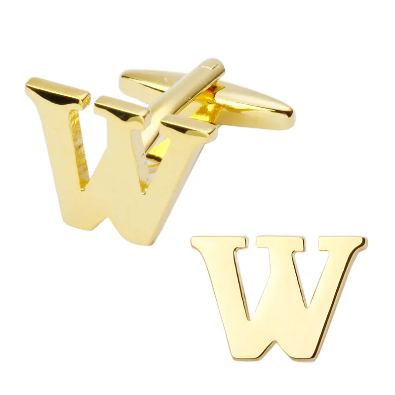 

New high quality brass plated letters W Cufflinks Mens Jewelry shirt cuff Cufflinks twins English letters