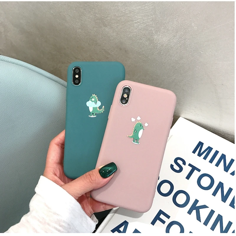 Dinosaur Cases For Iphone 6 S 7Plus Phone Cover Silicon tpu Cute Animal Matte Coque 8Plus 7 8 Plus X XS Max XR Capas |