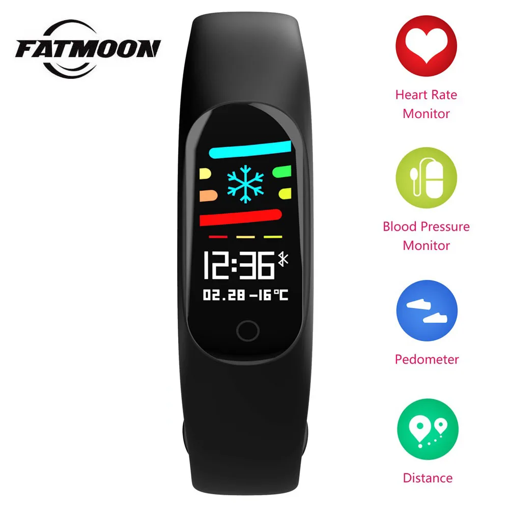 FATMOON M3S умный Браслет 0 96 ''OLED крови монитор сердечного ритма нажмите сообщение