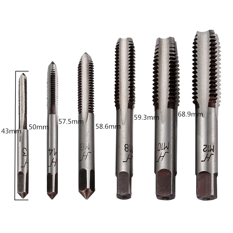 Ручной Винтовой кран 12 шт. резьба M3/M4/M6/M8/M10/M12 инструмент для резьбы Метрическая