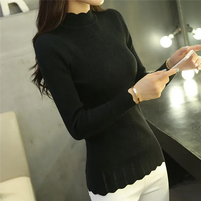 Pull Femme Hiver 2019 Women Autumn Winter Pullover Sweaters Turtleneck Long Sleeve Solid Knitting Slim Jersey Mujer Trui Dames | Женская