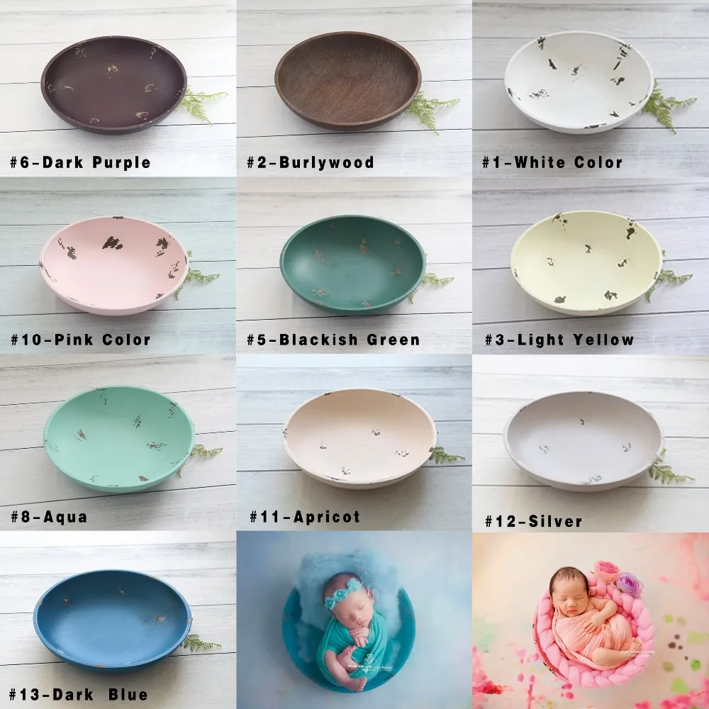 Pastel Pink Newborn Posing Bed Carved Wooden for Photography Props Wood Bowl Infant Bucket Birthday Gift | Мать и ребенок