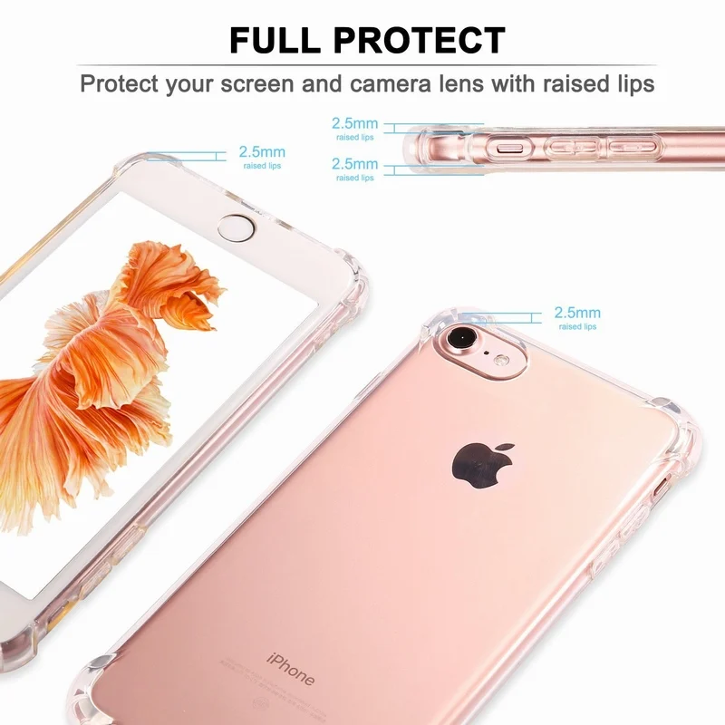Чехол Ascromy для iPhone 7 кристально чистый ударопрочный чехол прозрачный мягкий из