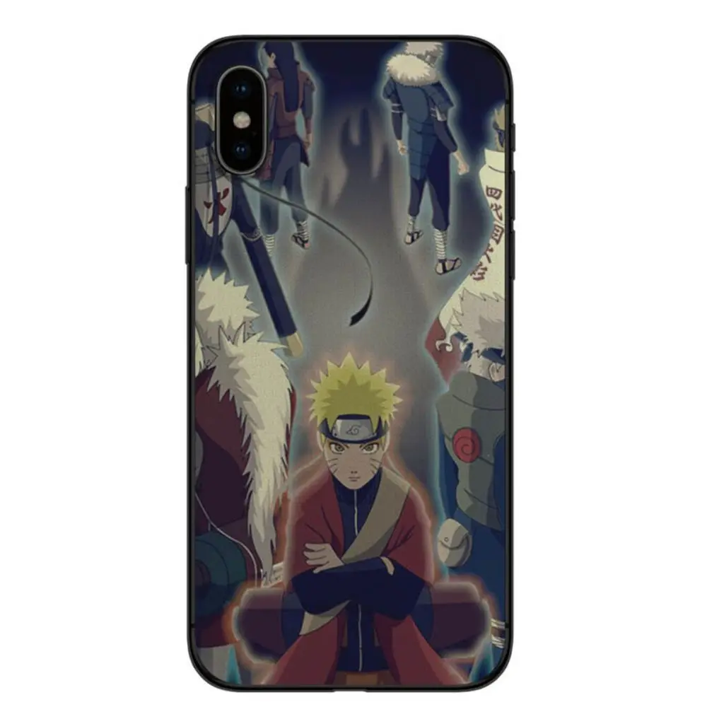 OUTMIX логотип Akatsuki Наруто Мобильные Телефоны задняя ТПУ Черный чехол для iPhone XR 7 8 6 6S