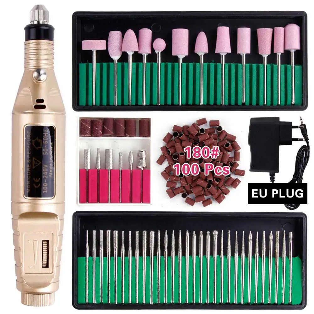 Set H EU Plug Электрический Маникюрный аппарат УФ гель для снятия акрилового лака фрезерный станок педикюрные ножницы для ногтей сверла инструменты Керамический Резак - Цвет: Set H EU Plug