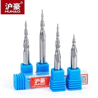 huhao 1pc hrc55 6mm shank tapered ball nose end mill tapered cone cnc milling cutter engraving bit router bit for wood