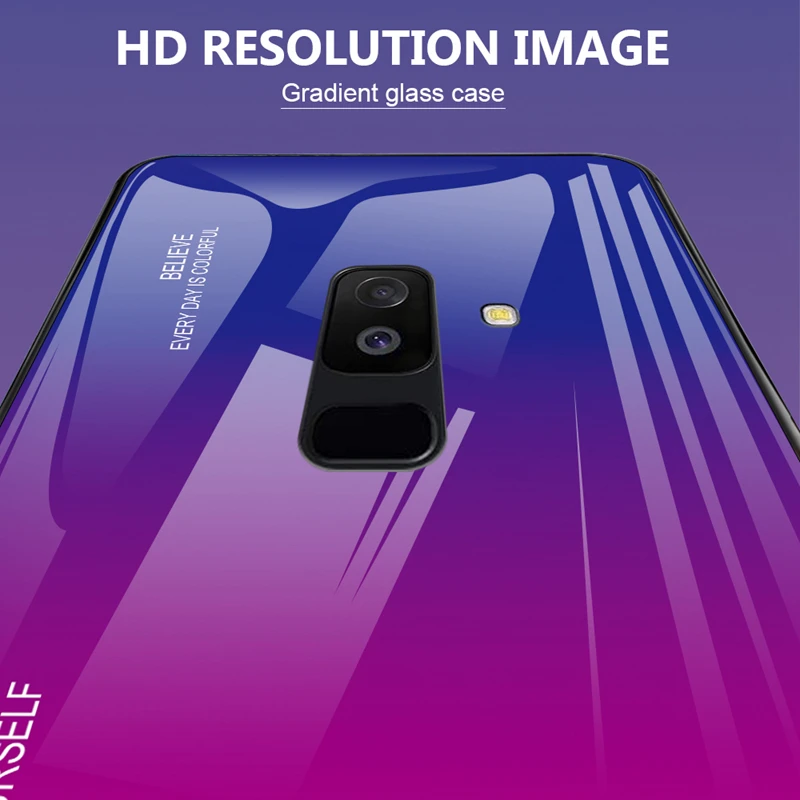 Градиентный чехол из закаленного стекла для Samsung Galaxy S8 S9 Plus Note 8 9 A7 2018 A750 J4 Prime J6 A6 A520