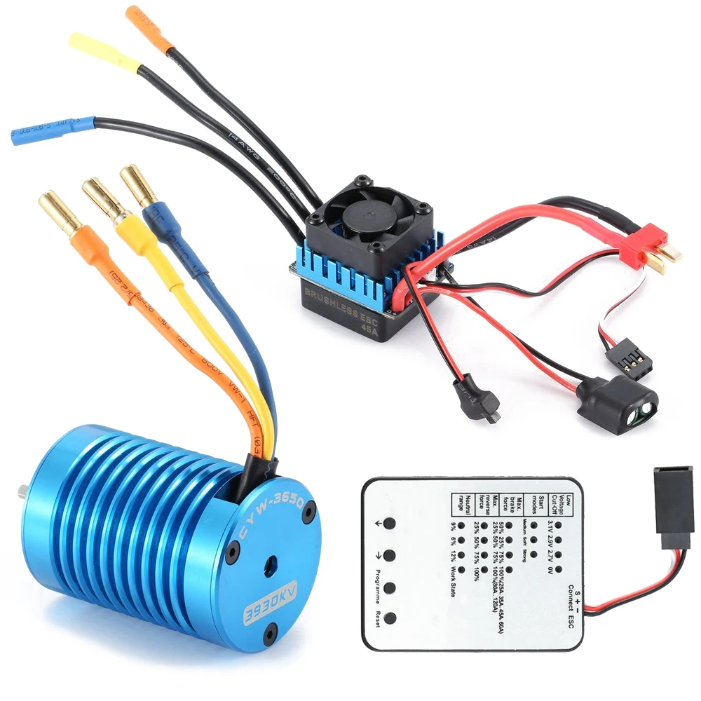 Высокое качество 4 полюса 3930KV бесщеточный двигатель + 45A ESC светодиодная карта для