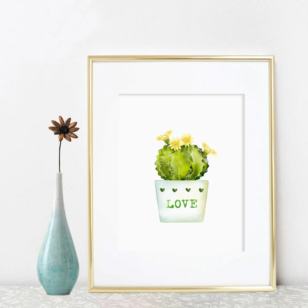 Кактусы стена для вдохновения искусство зеленый домашний декор любовь подарок