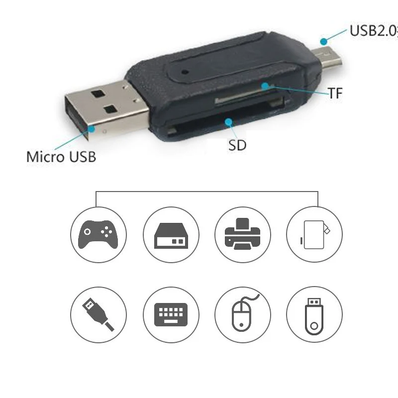 2 в 1 USB OTG кард-ридер Micro USB OTG TF/SD кард-ридер телефонные удлинители Micro USB OTG адаптер