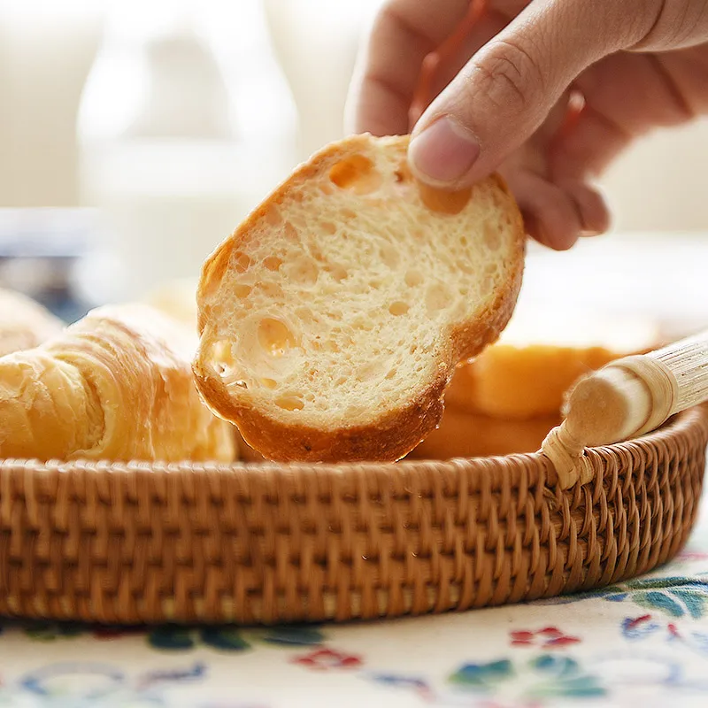 Ручной поднос из ротанга, круглый поднос для хлеба, фруктов, закусок, чая, чашек, поднос для хранения, корзина ручной работы, декоративный поднос в японском стиле Z587