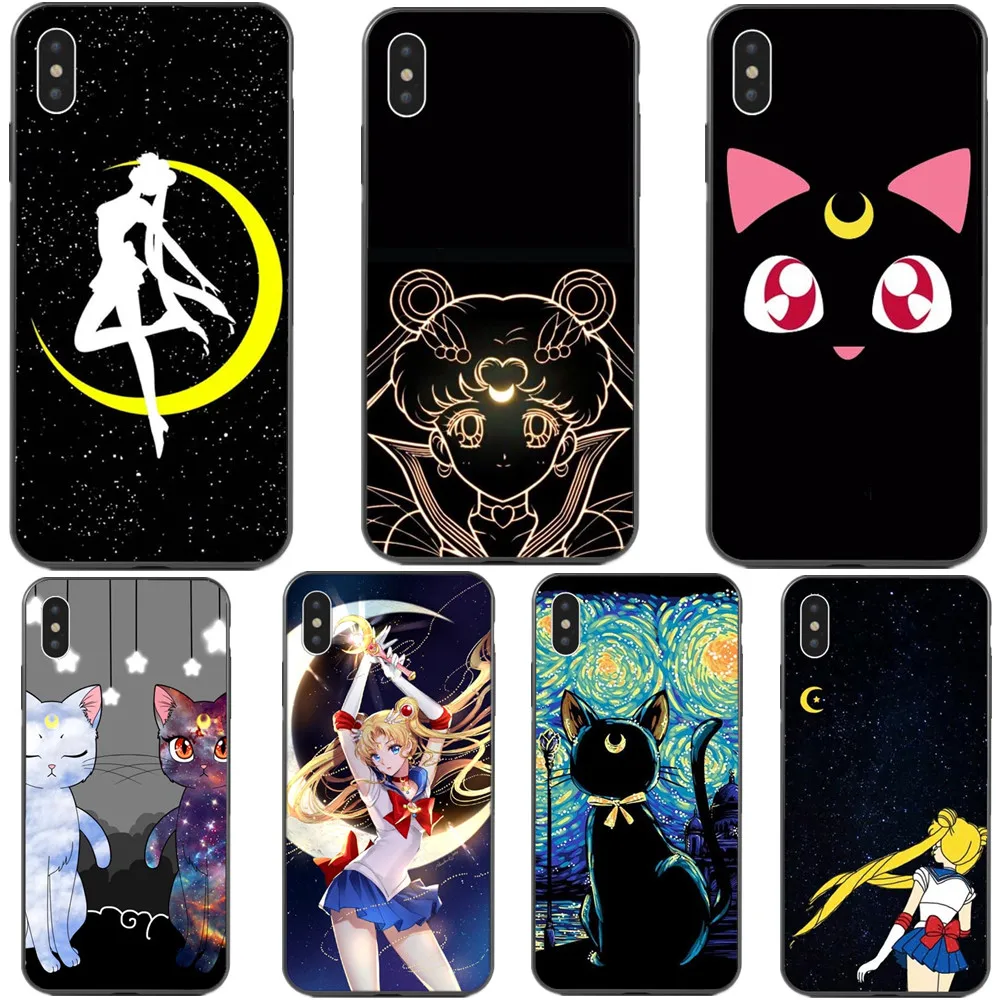 Сейлор Мун Луна и Артемида мягкий чехол для iPhone X XS Max XR в имени Луны 5 5S SE 6 6S Plus 7 8