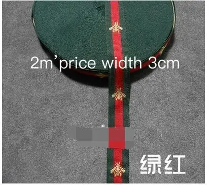 Green red 3 cm wide DD стиль пчелиное кружево, кружево, зеленый, красный и черный, декоративный шнурок, Высококачественная подарочная упаковочная веревка, лента ткацкая лента - Цвет: Green red 3 cm wide