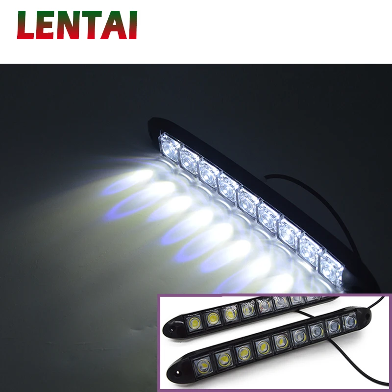 LENTAI 1 комплект Автомобильные дневные ходовые огни 12V 9 светодиодный LED DRL лампы для