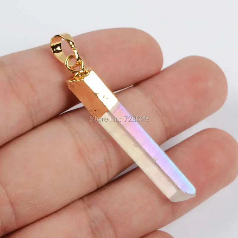 

BOROSA 10pcs/lot Fashion Angel Cluster Aura Titanium Druzy Quartz Crystal Point Pendant Bead Gold Angel Quartz Pendant G061