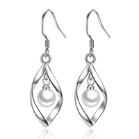 100 925 sterling silver fashion pearl ladiesstud earrings women wholesale jewelry birthday gift drop shipping