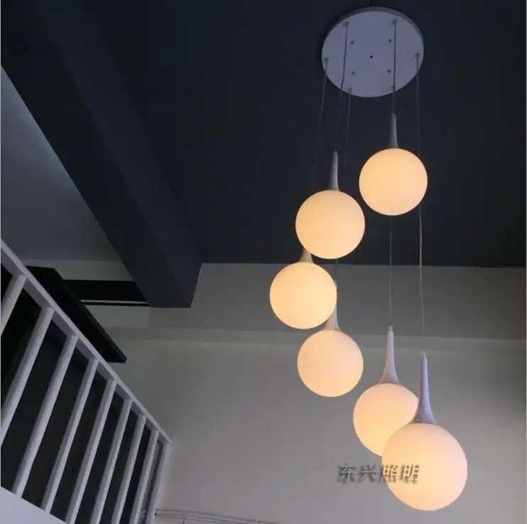 Светодиодная лампа с двойной лестницей длинная люстра вилла креативный шар