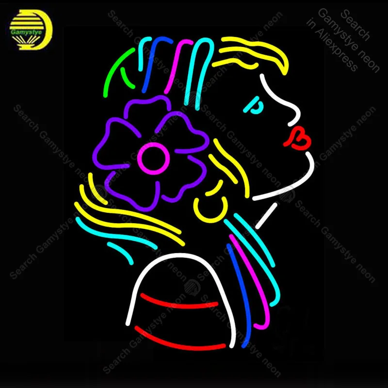 

Neon Sign Girl with Flower Logo Neon Light for Store Display Neon Light Decorative Shop Signs Arcade Advertise Neon Light Custom