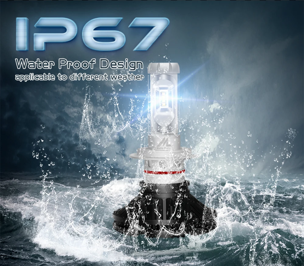 Xenplus 2 шт. автомобиль свет светодиодный H7 фар H4 HB3 HB4 9004 9007 зэс чип 6000LM 3000 K 6500 K 8000 K тройной цвет желтый белый синий
