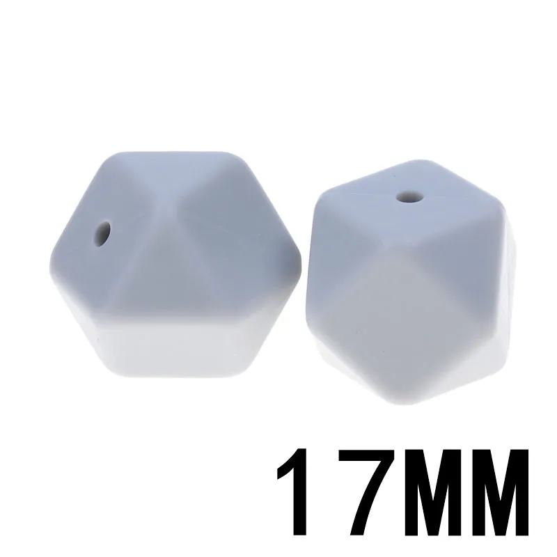 71Glacier Grey 50 шт. Силиконовые Прорезыватели для зубов шестигранные 17 мм жевательное ожерелье для кормления Diy ювелирных изделий Прорезыватель без BPA бусин для малышей - Цвет: 71Glacier Grey
