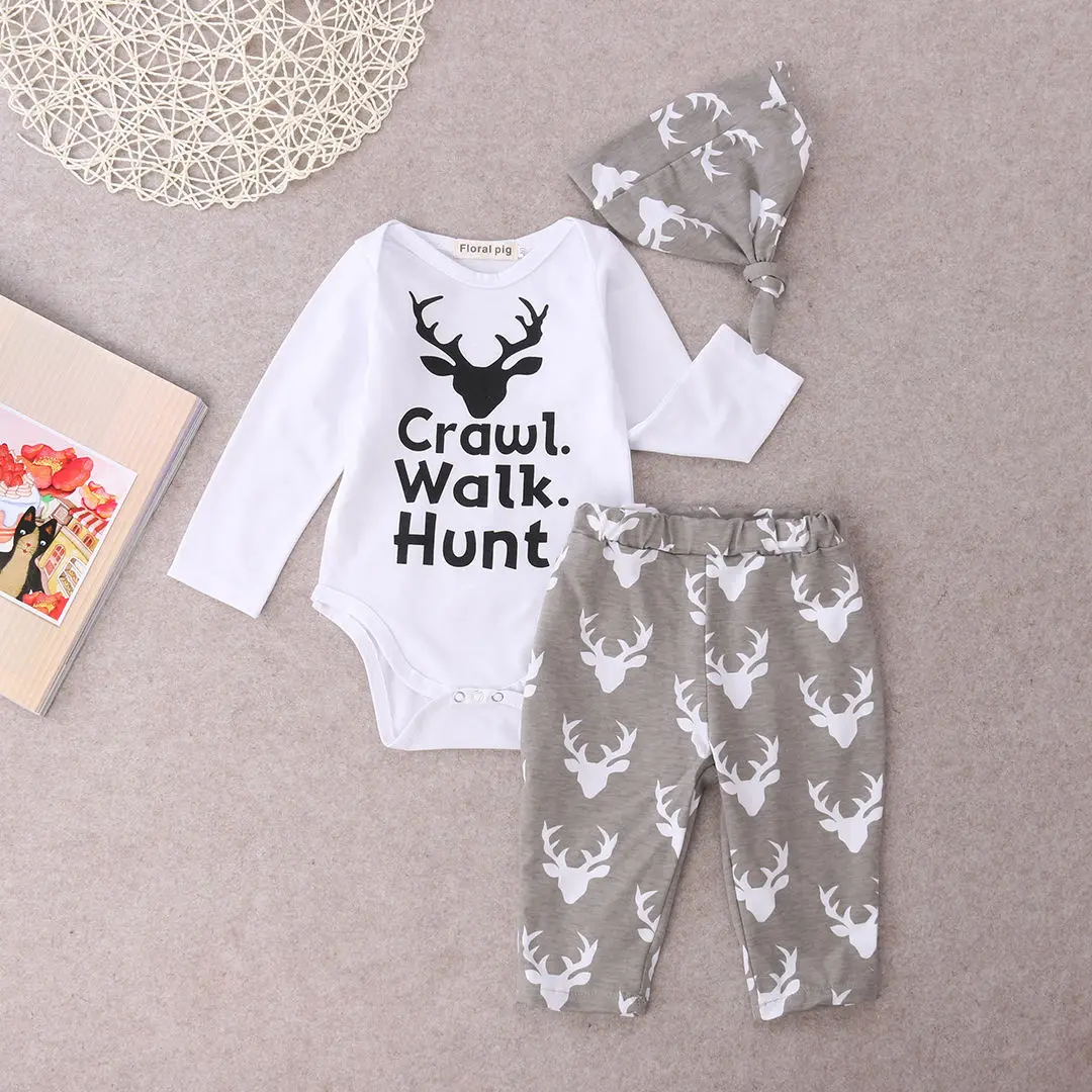 Комплект одежды для новорожденных девочек и мальчиков белые боди ползания охоты