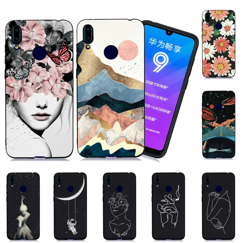 Для Huawei Y7 Prime 2019 Модный чехол окрашенный тонкий TPU задняя крышка для Y5 Y6 2018