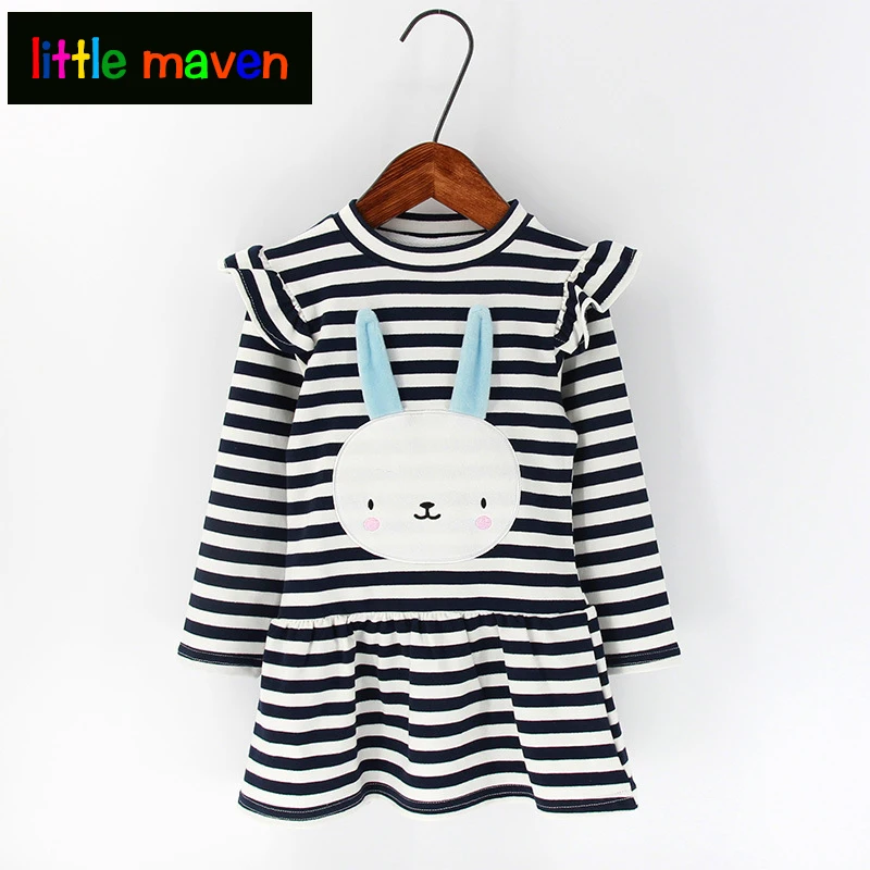 Autumn Spring Stripe Baby Girls Dress 3D Cute Rabit Pink Casual children's dress kinderkleding meisjes toddler girl dresses 2-7Y | Детская