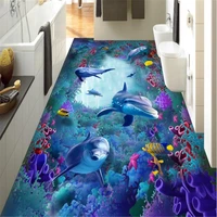 beibehang fashion high quality personalized wallpaper sea world seaweed coral dolphin 3d flooring three dimensional painting