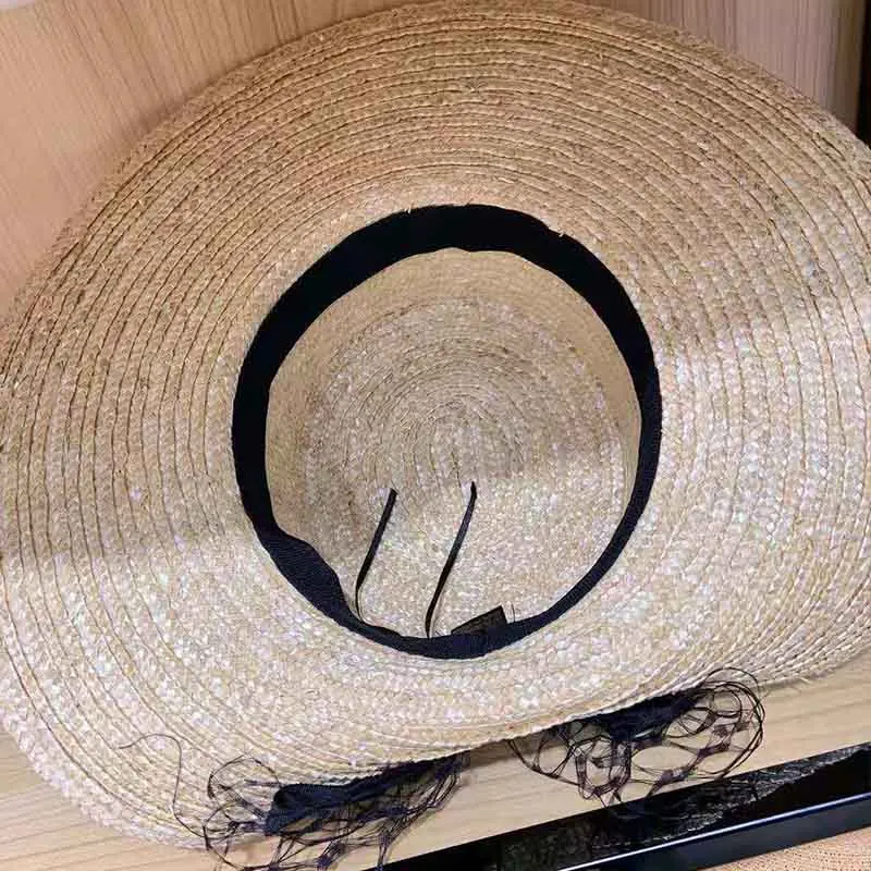 Женская Вуалетка с широкими полями летняя черная соломенная туристическая шляпа