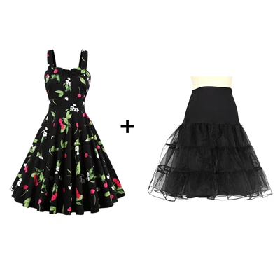 dress and skirt Joineles, летнее платье, Ретро стиль, рокабилли, платье Jurken, 60 s, 50 s, Ретро стиль, большие качели, цветочный принт, пинап, женское платье Одри Хепберн, Vestidos - Цвет: dress and skirt