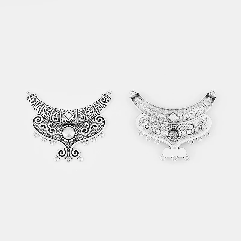 2pcs Antique Silver Large Charms Moon Shape Pendant Connector For Necklace Earring Jewelry Accessories Finding 63*52mm | Украшения и