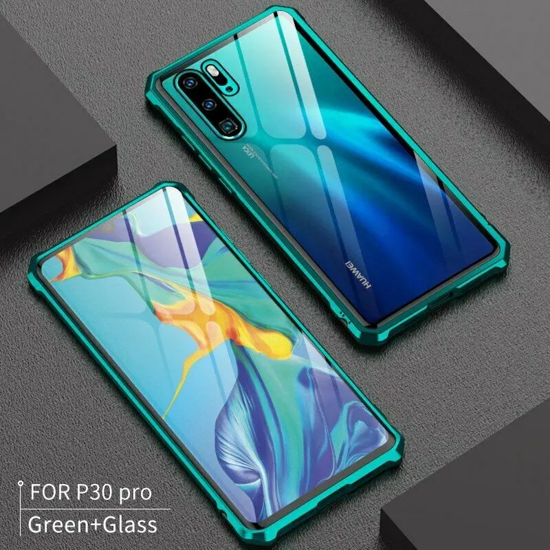 Для huawei P30 Pro Lite чехол Роскошный тонкий алюминиевый бампер металлический защитный чехол задняя прозрачная стеклянная крышка P30 Etuis Handy Hulle