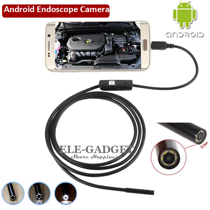 1-2-5-10M 5.5mm Waterproof Android Endoscope Camera OTG USB Borescope Camera For Tube Inspection Car Repairing Examination