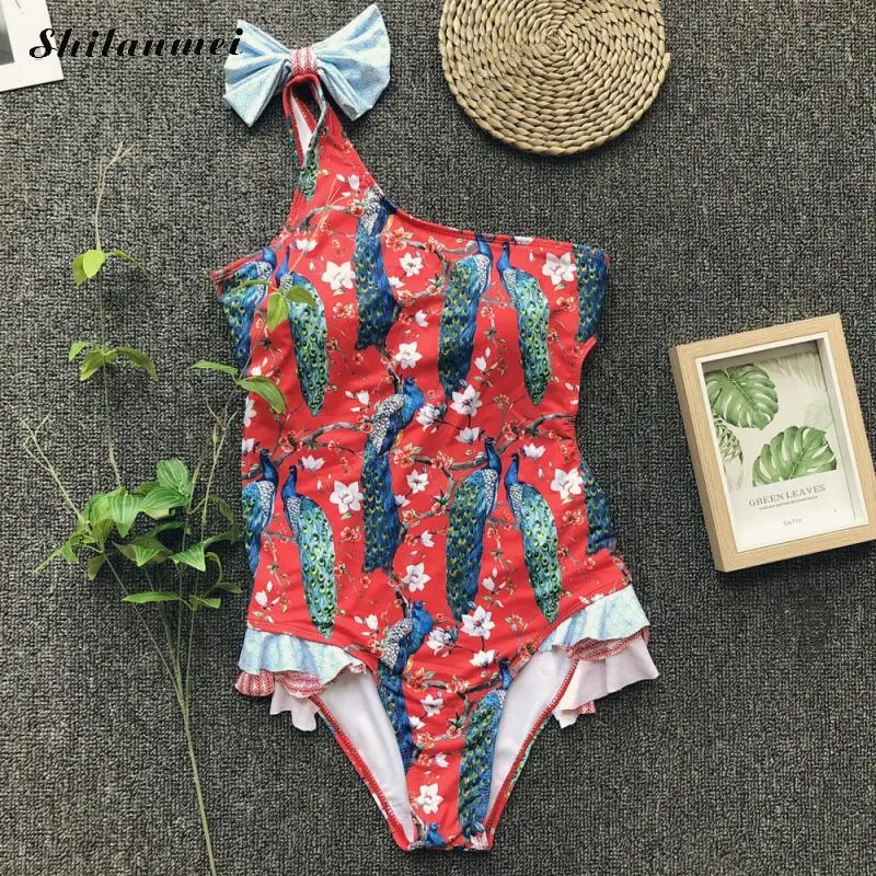 Комплект из 1 предмета Плавание Купальник на одно плечо боди для женщин Холтер