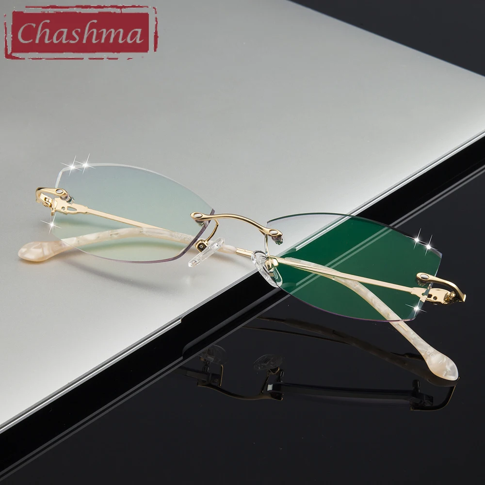 Женские прозрачные очки Chashma Брендовые в оправе с бриллиантами и затемненными