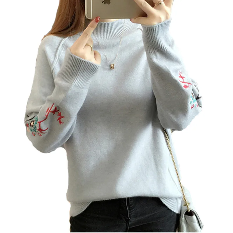Embroidery Sweater Knittwear Long Sleeve Casual Short Knit Tops Female Korean Style 2018 Autumn Winter New Women Clothing L031 | Женская
