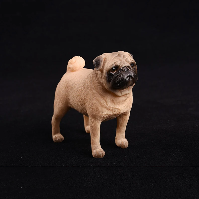 

8CM White Pug Dog Models Standing Positio Action Figure Kids Educational Cheap Toy Gift Collection Brinquedos