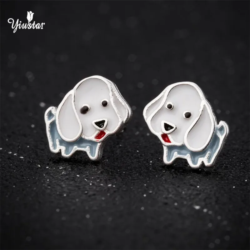 yiustar Enamel Animal Pet Dog Stud Earring for Women cute French Bulldog Huskies Earings Puppy Fashion Jewelry Gift SYED215 | Украшения и