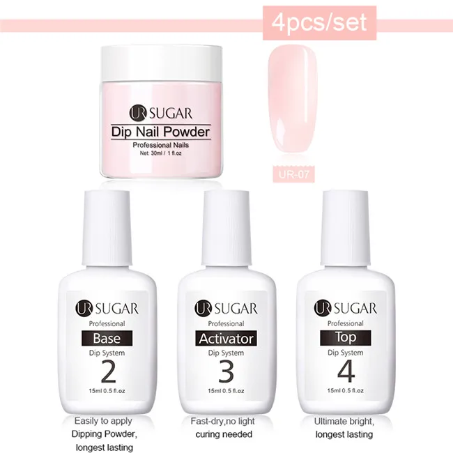 4pcs set 5 Ur Sugar 8 шт./компл. погружения ногтей Блеск порошок Наборы градиент французский гвоздь натуральный Цвет голографическая пигмента сухой без лампы для лечения - Цвет: 4pcs set 5