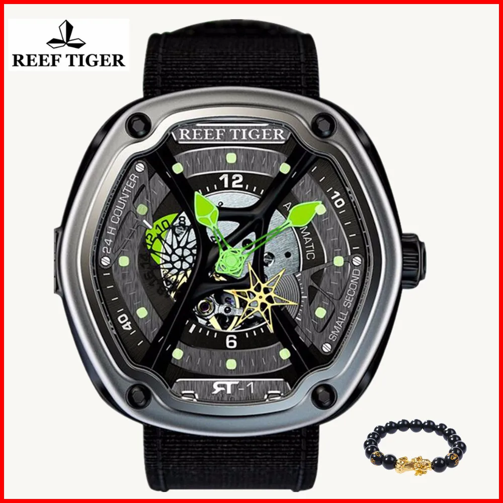Часы Reef Tiger мужские спортивные автоматические водонепроницаемые с супер