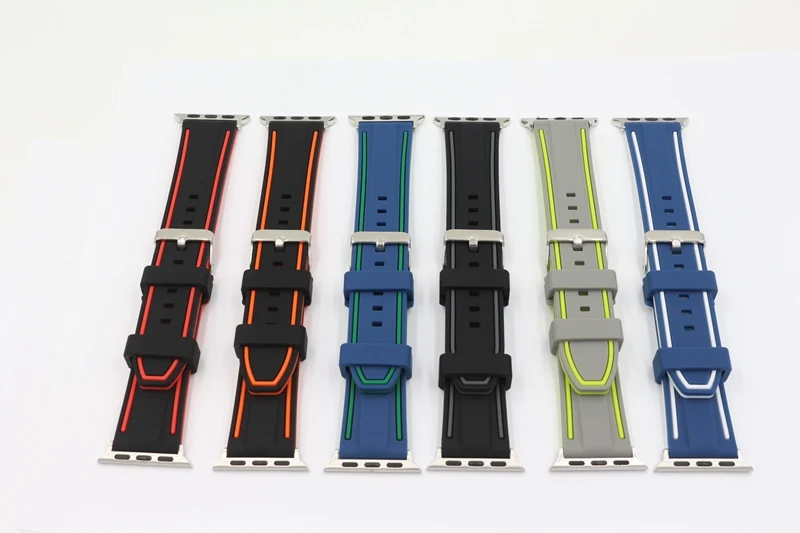 Band for Apple Watch Series 1 2 3 Sport Strap IWatch Soft Silicone Replacement + Stainless Steel Adapters 38mm 42mm | Наручные часы