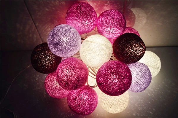 Новый дизайн белая Орхидея фиолетовая хлопчатобумажная гирлянда в виде шариков