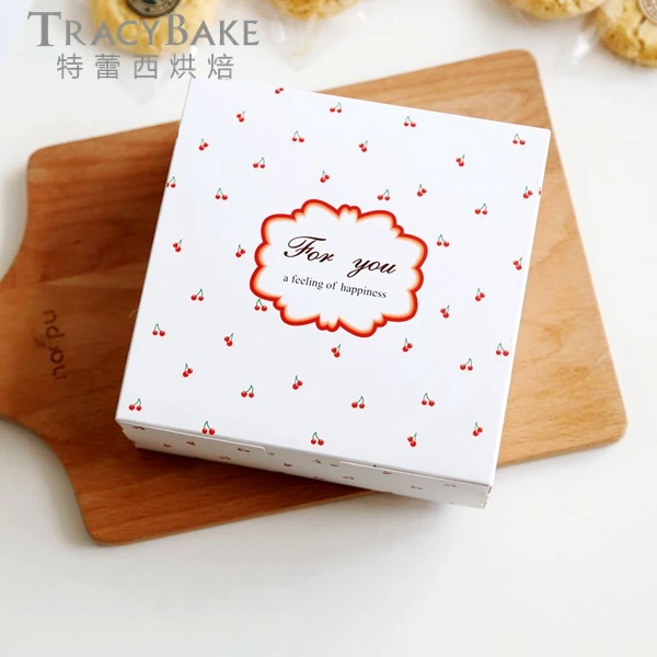 

10 шт./лот 12.2x12.2xx4.8см белая Вишня "для вас" коробка конфет торт контейнер для печенья упаковки еды Бесплатная доставка
